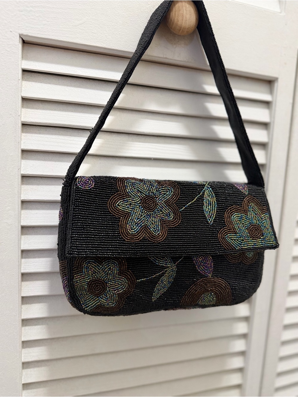 Vintage Another Y&S Original Micro-Beaded Floral Shoulder Bag 90s Y2K - Picture 3 of 16